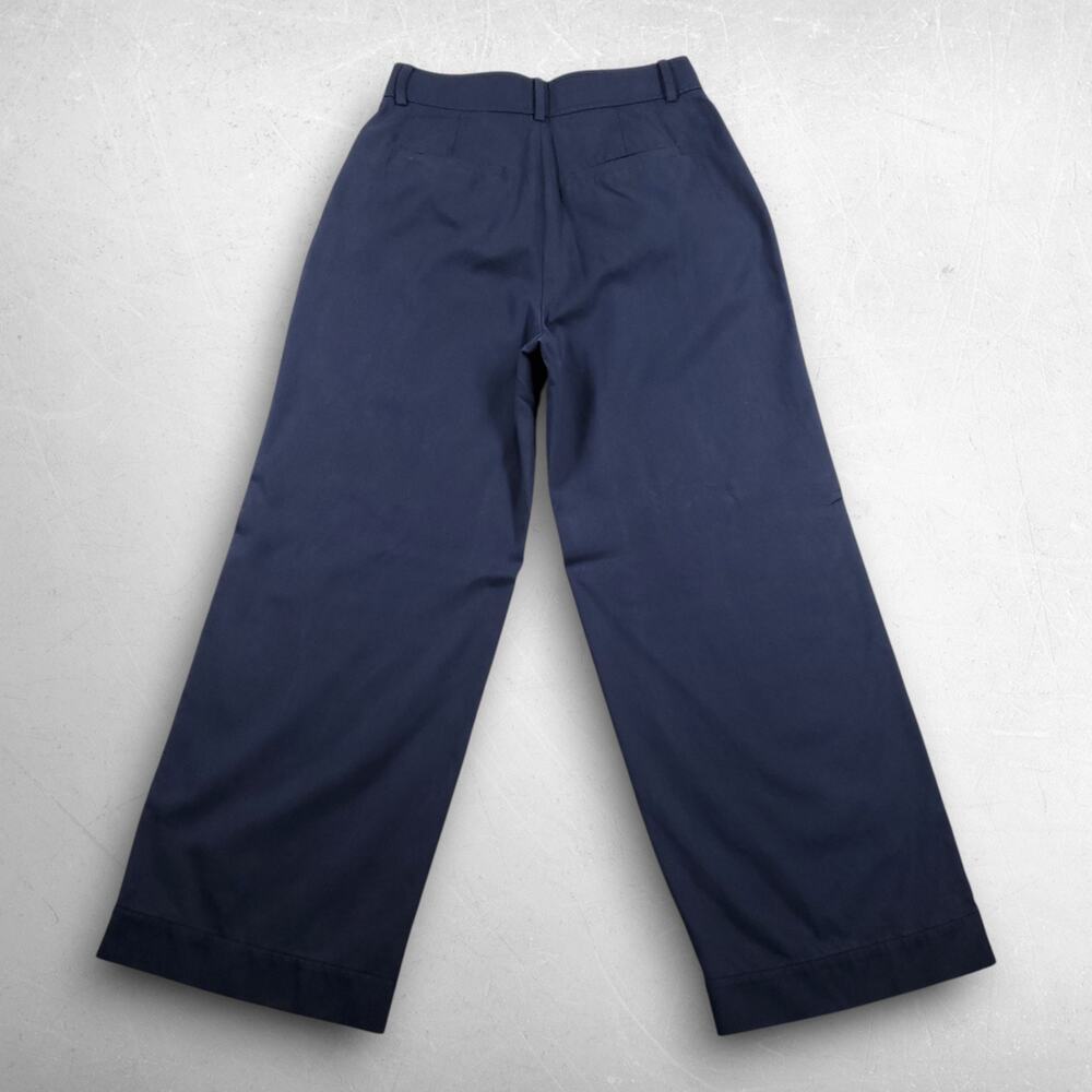 Everlane Pleated Wide Leg Pants Women 4S Navy High Rise Tencel Minimalist Preppy - Picture 2 of 9